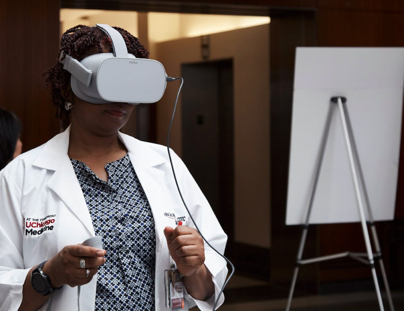 UChicago medical professional using virtual reality headset